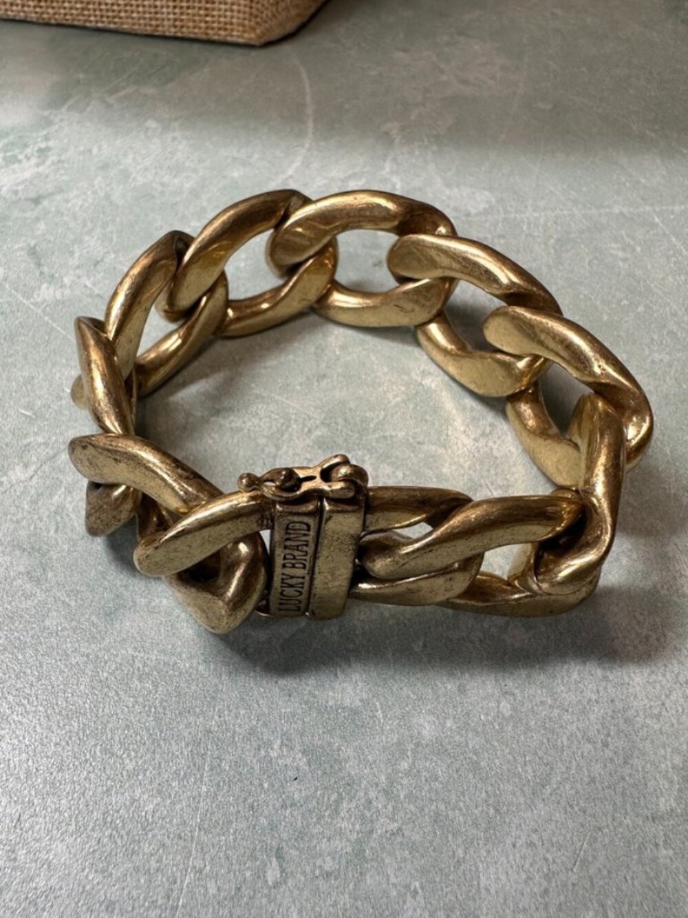 Lucky Brand Chunky Gold Tone Chain Link Bangle Bracelet